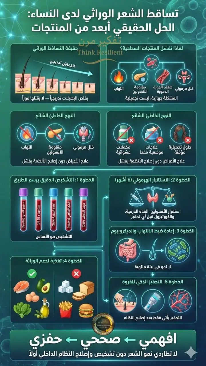 الشريحة 1 من 1: تساقط الشعر الوراثي لدى النساء: الحل أبعد من المنتجات