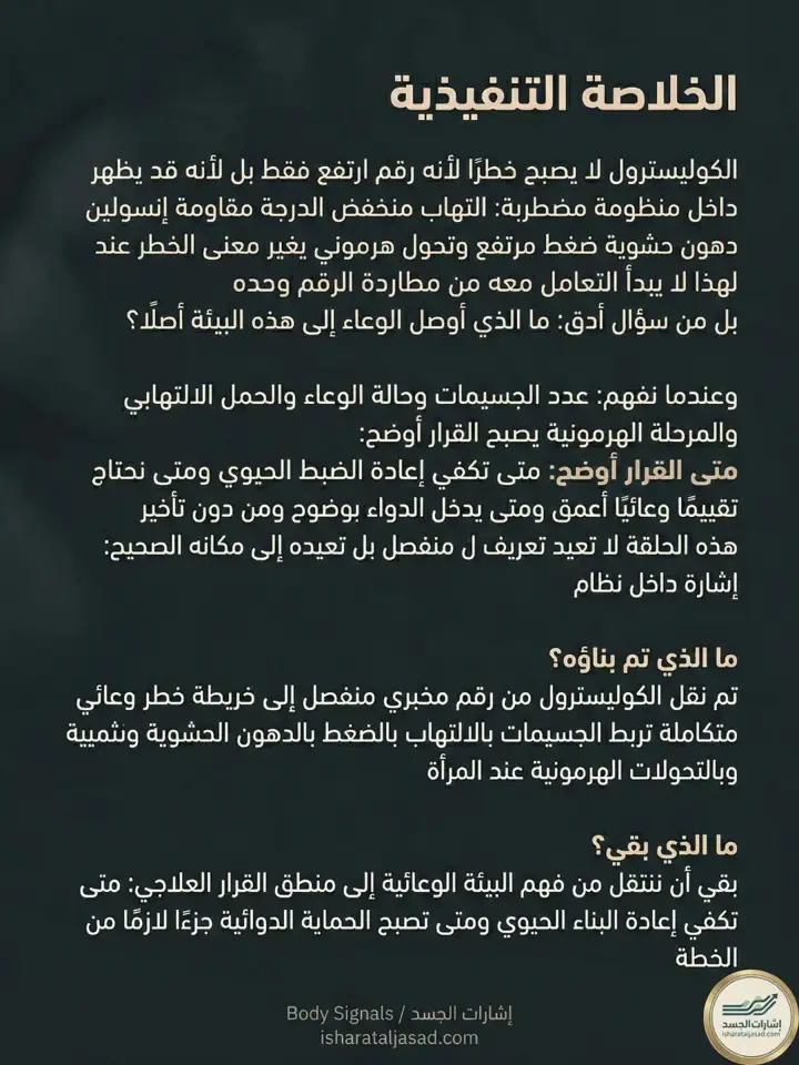 الشريحة 11 من 11: هذه الحلقة لا تقول إن كل ارتفاع في الكوليسترول يعني الخطر نفسه