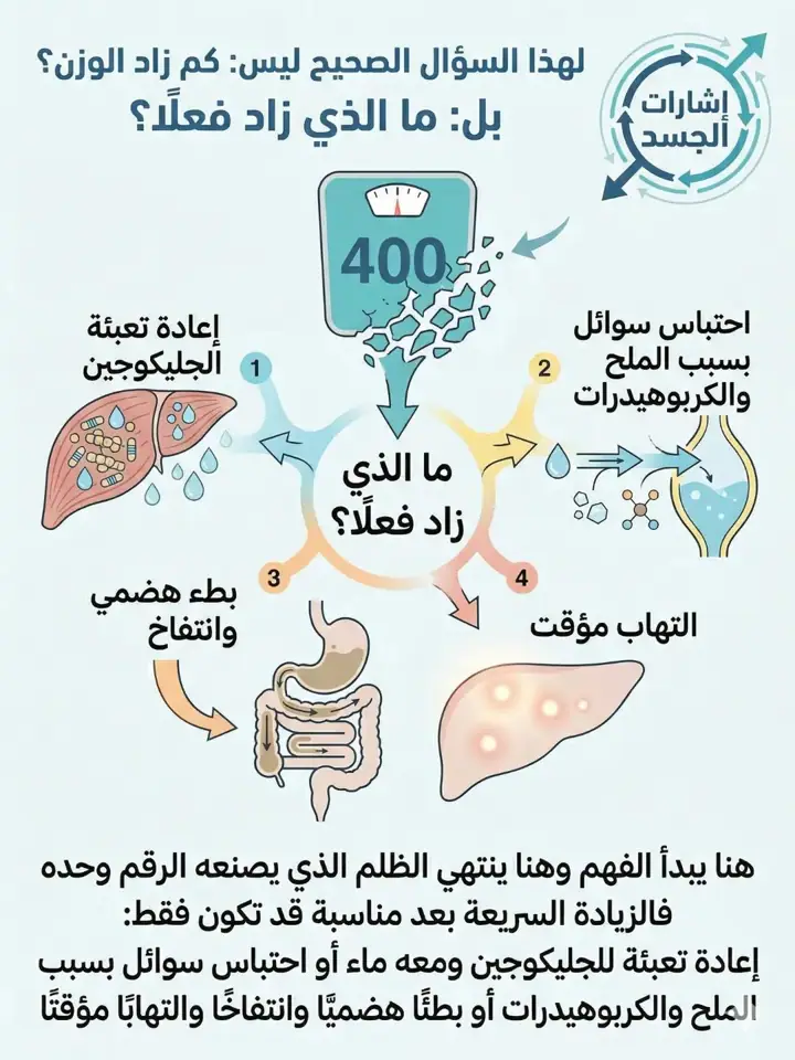 الشريحة 2 من 12: الوزن بعد المناسبات ليس حكمًا دهنيًا مباشرًا