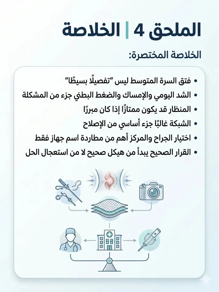 الشريحة 18 من 18: فتق السرة المتوسط عند البالغين