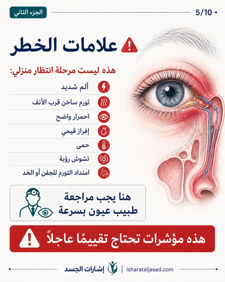 الشريحة 5 من 10: انسداد القناة الدمعية عند المرأة ليس دائمًا “حساسية” أو “جفاف”