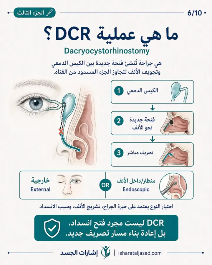 الشريحة 6 من 13: انسداد القناة الدمعية عند المرأة ليس دائمًا “حساسية” أو “جفاف”