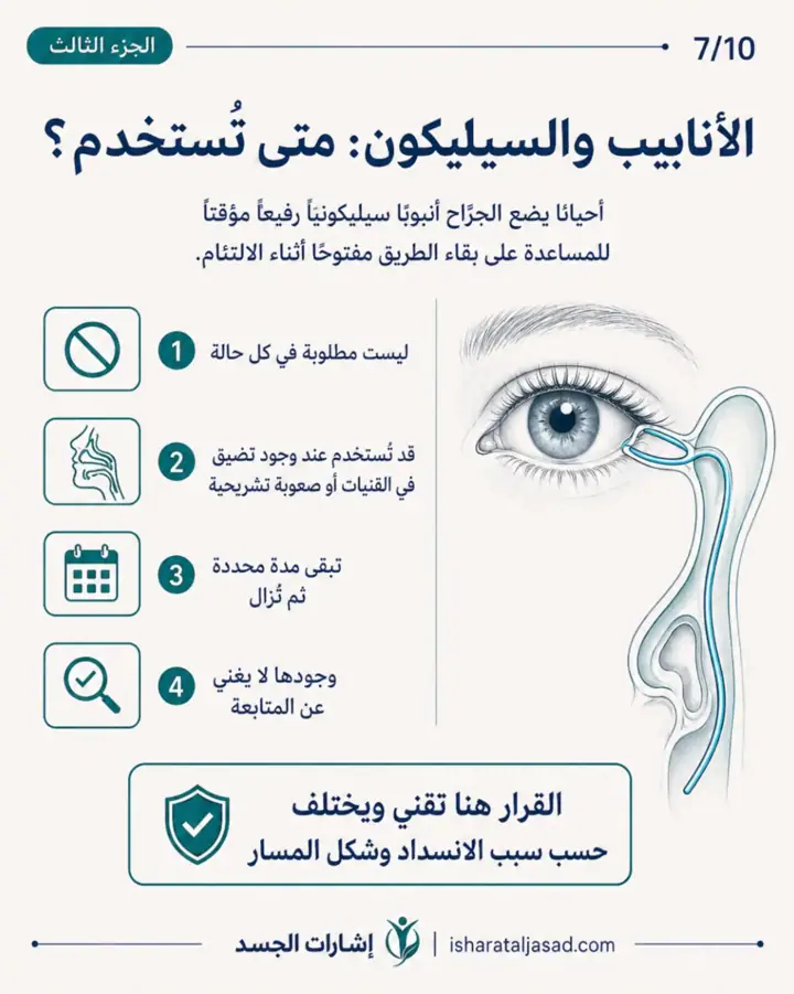 الشريحة 7 من 13: انسداد القناة الدمعية عند المرأة ليس دائمًا “حساسية” أو “جفاف”