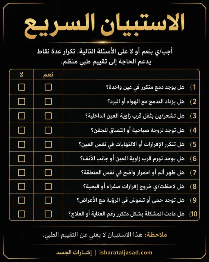 الشريحة 11 من 13: انسداد القناة الدمعية عند المرأة ليس دائمًا “حساسية” أو “جفاف”