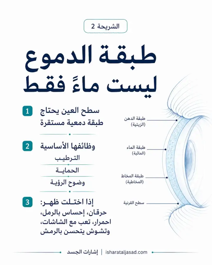 الشريحة 2 من 8: جفاف العين ليس دائمًا مشكلة تُحل بقطرة فقط