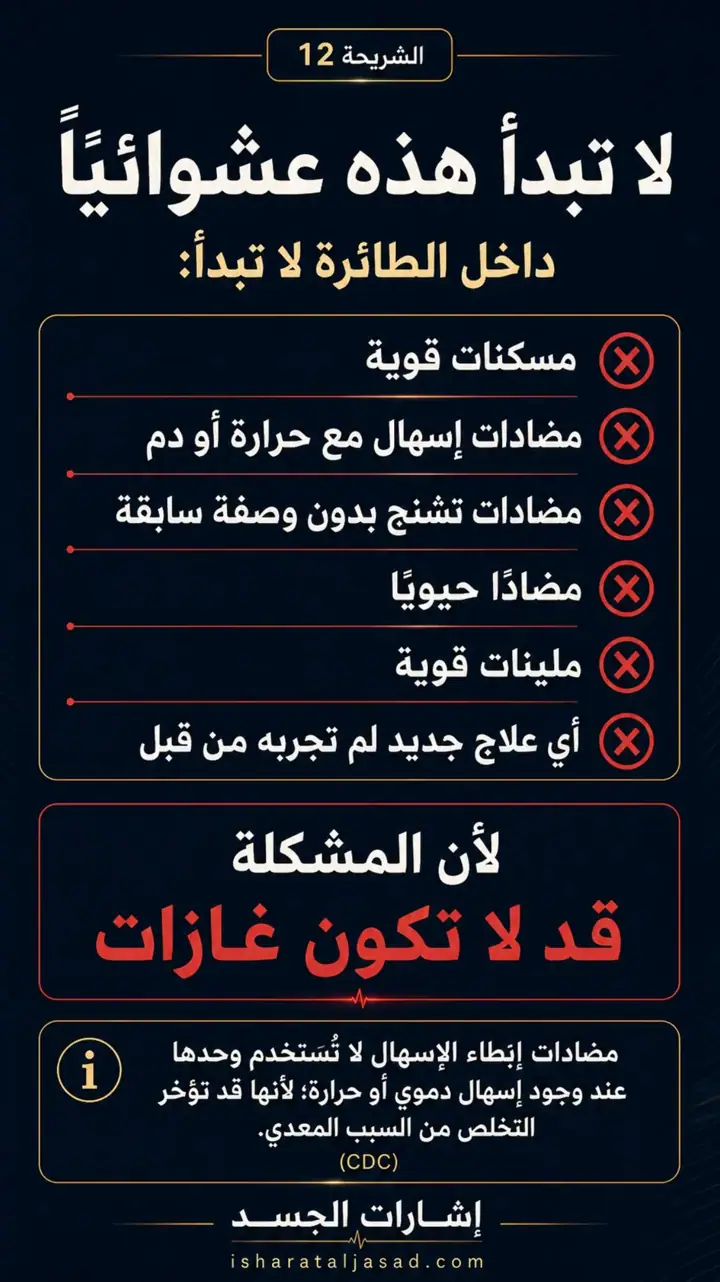 الشريحة 12 من 15: ألم البطن في الطائرة