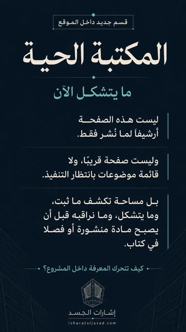 الشريحة 1 من 7: المكتبة الحية - ما يتشكل الآن