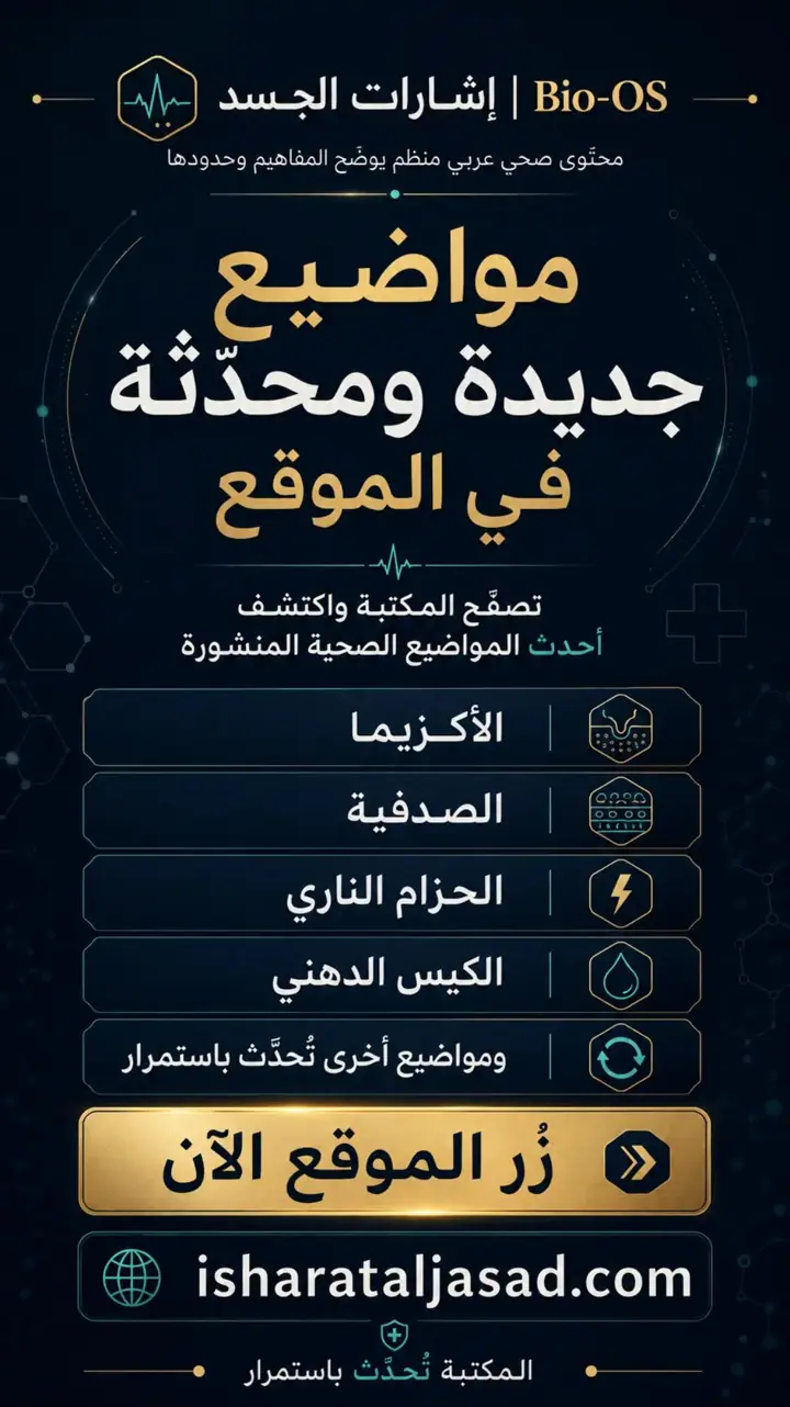 الشريحة 1 من 1: الموقع يتوسع باستمرار، والآن تمت إضافة وتحديث مواضيع صحية جديدة داخل مكتبة إشارات الجسد