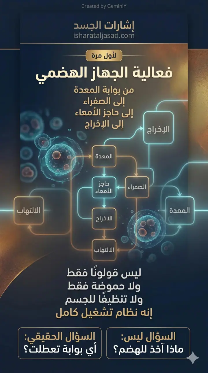 الشريحة 1 من 1: فعالية الجهاز الهضمي: من بوابة المعدة إلى الإخراج