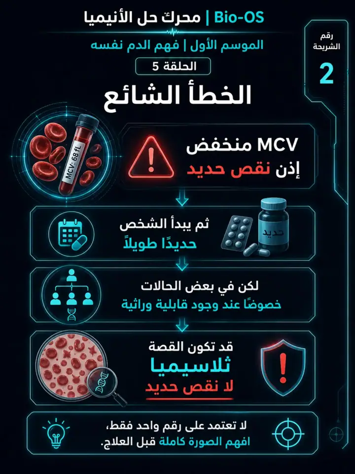 الشريحة 2 من 11: ليس كل MCV منخفض يعني نقص حديد