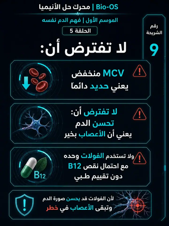 الشريحة 9 من 11: ليس كل MCV منخفض يعني نقص حديد