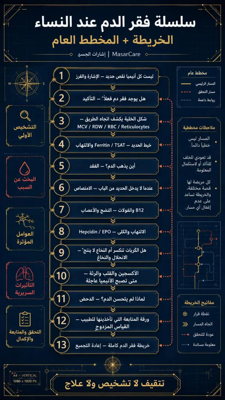 الشريحة 1 من 1: سلسلة فقر الدم عند النساء: الخريطة والمخطط العام