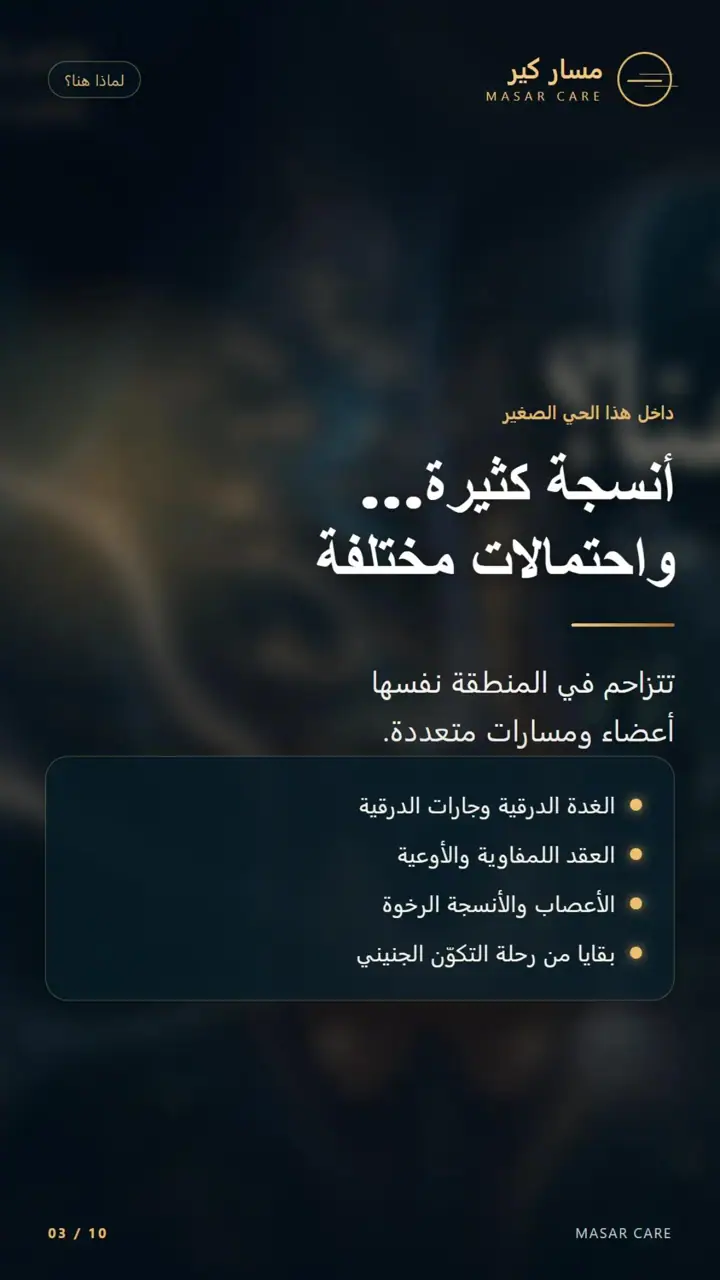 الشريحة 3 من 10: لماذا هنا؟ كتلة بجانب الغدة — الحلقة الأولى