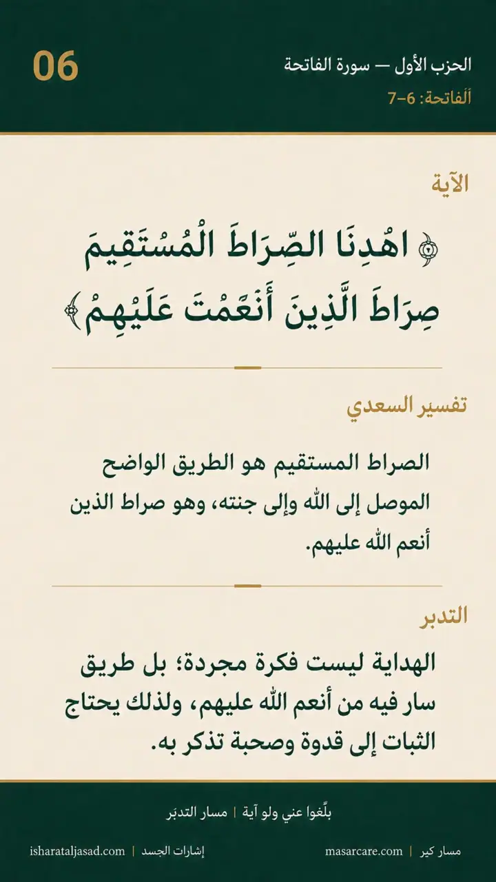 الشريحة 6 من 10: الحزب الأول: الهدى ما نطلبه كل يوم