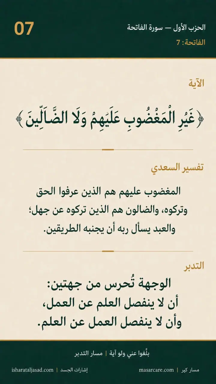الشريحة 7 من 10: الحزب الأول: الهدى ما نطلبه كل يوم