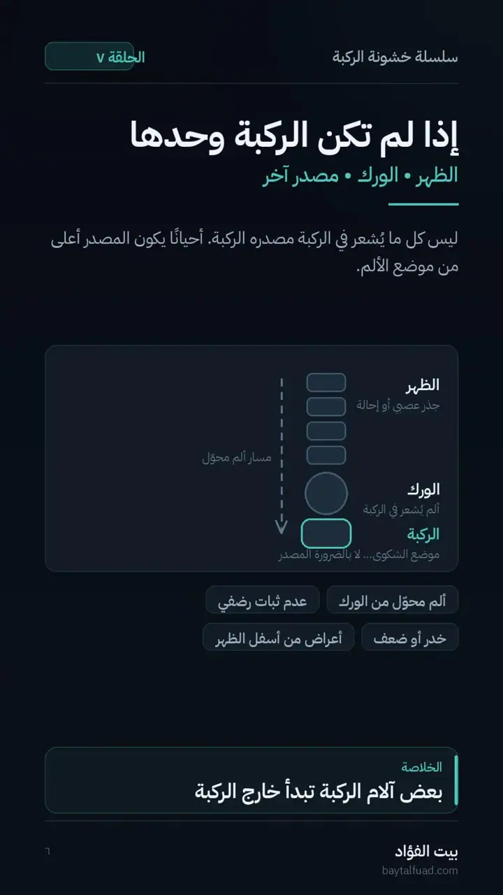 الشريحة 6 من 7: الفحص الجيد لخشونة الركبة