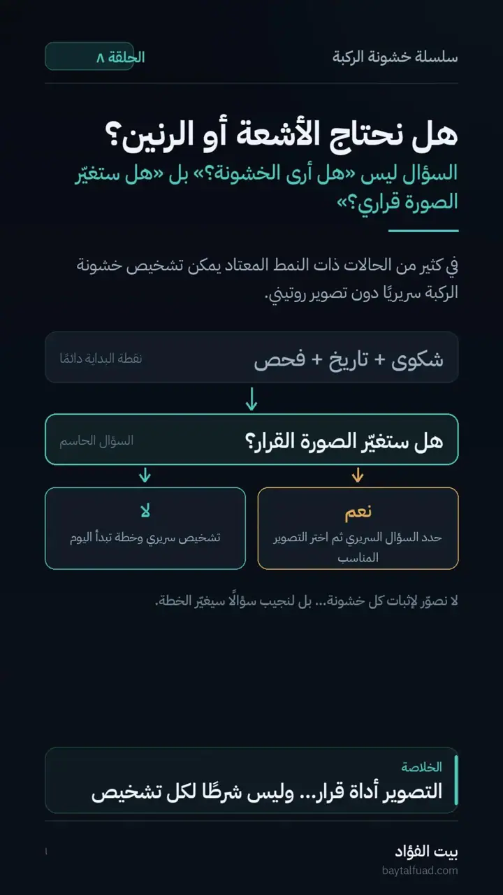 الشريحة 1 من 7: هل نحتاج الأشعة أو الرنين؟ (خشونة الركبة)