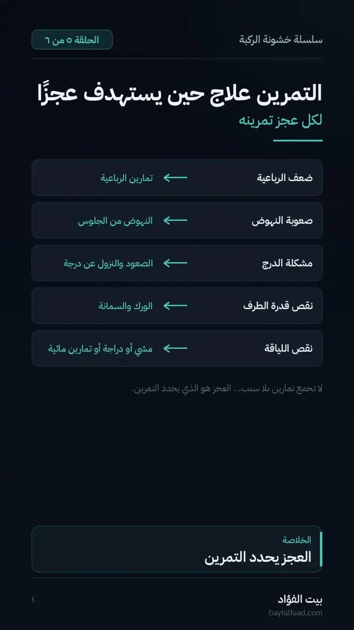 الشريحة 4 من 7: قبل أن تبدأ العلاج سجّل خط الأساس (خشونة الركبة)