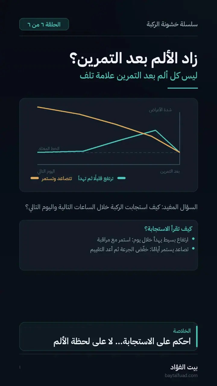 الشريحة 1 من 7: زاد الألم بعد التمرين؟ (خشونة الركبة)