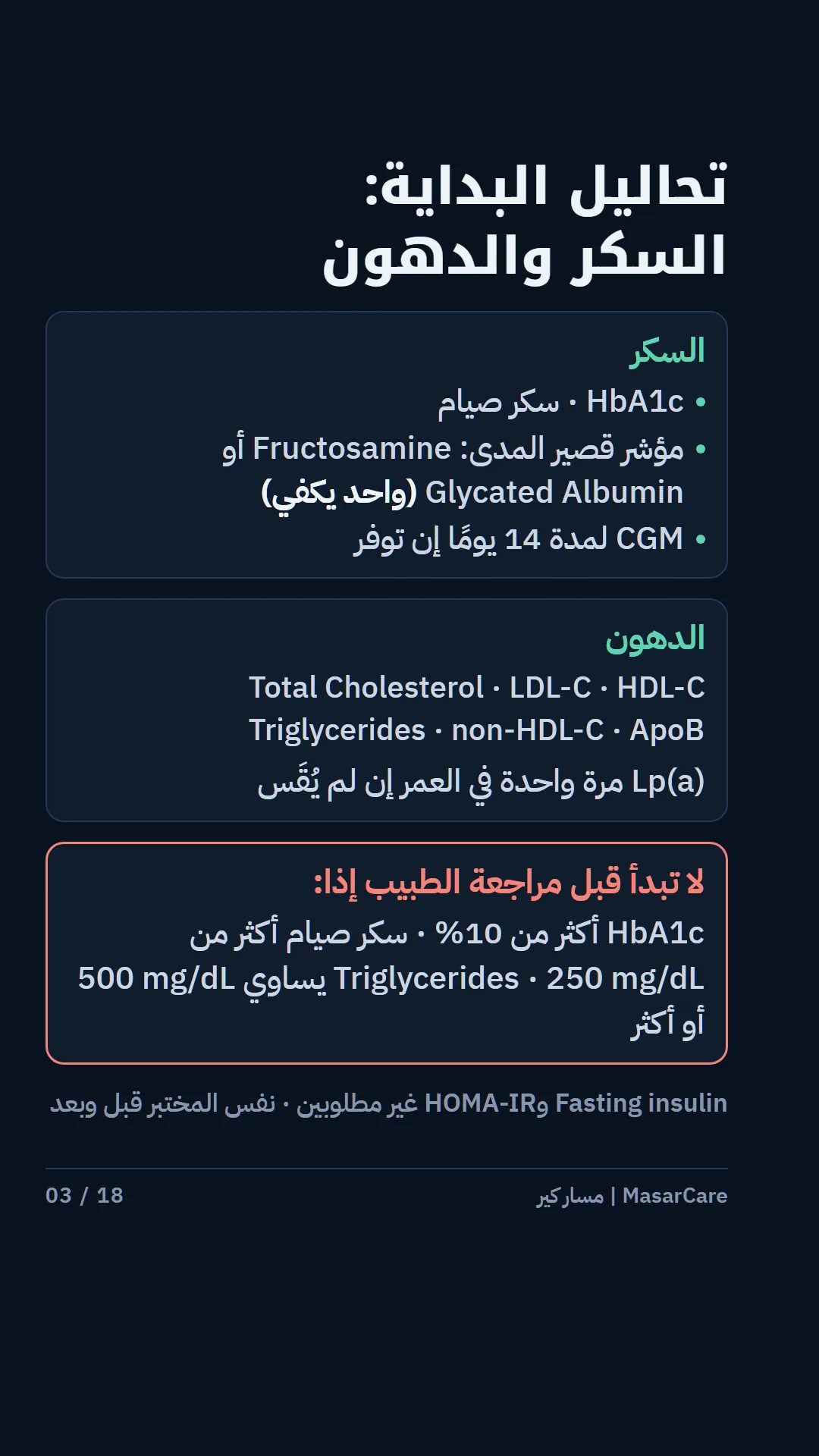 3: تحاليل السكر والدهون